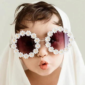 2023 Детски слънчеви очила с Лайка са подходящи за бебето слънчеви очила за момичета, Слънчоглед, през Цялата Цвете, Сладък модни слънчеви очила
