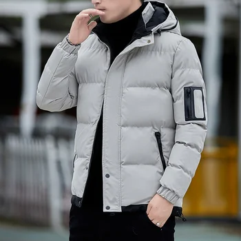 2023, модерно яке-пуховик, мъжко яке с памучна подплата, мъжки модни дрехи, градинска дрехи, утепленное топло палто с качулка, мъжки дрехи
