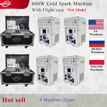 2Case 4бр 600W Cold Spark Machine TI Powder DMX Дистанционно Студени Фейерверковые Фонтанные Искровые Машини За Сватбеното Парти на DJ Bar