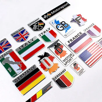 3D Водоустойчив метален стикер на Германия, Италия, Франция, Швеция, обединеното кралство, икона на националния флаг, стикер за подреждане на автомобили, универсален, подходящ за всички автомобили