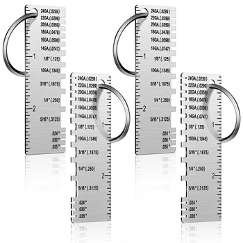4 бр. двустранен жично инструмент за измерване на дебелината на метала, сребърен
