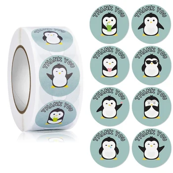 50-500 бр 1 инч кръгли стикери с сладък пингвин 