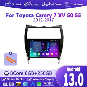 Android 13 Екран CarPlay радио за Toyota Camry 7 XV 50 55 2012 2013 2014 - 2017 Плейър, WIFI, Navi, GPS Мултимедиен DVD, БЕЗ да се 2Din
