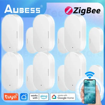 AUBESS ZigBee, сензор за отваряне на врати, прозорци, Детектор на Hristo Smart Life, сот Алекса Google Home