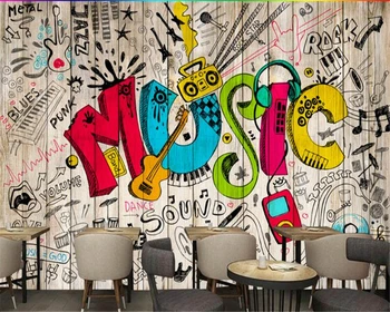 beibehang papel de parede 3d Ретро реколта hudas красотата рисованные драскат музикален бар, кафене фонови картинки за хол
