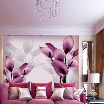 beibehang papel de parede Проста 3D стереоскопическая голяма фреска топли лилави цветя, украсени с тапети на заден план