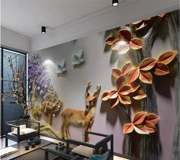 beibehang Потребителски тапети 3D стенописи ново полагане на китайското дърво късмет лосове фон тапети начало декор на 3D papel de parede