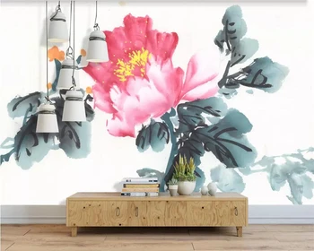 Beibehang Потребителски тапети Китайски мастила цвете за декорация на дома, хол, спалня стенопис поетичен телевизор, разтегателен фон 3d тапети