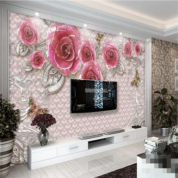 beibehang фотообои по поръчка, стенописи, стикери за стена, изискана романтична декорация от рози, стенни хартия за телевизор в хола