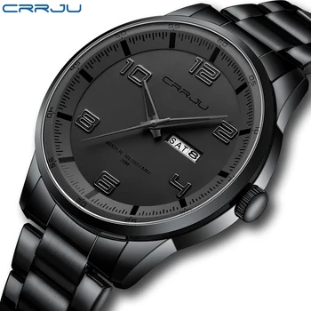 CRRJU Часовници Мъжки Модерен часовник 2023 Луксозен каишка от неръждаема стомана Reloj Ръчни часовници Бизнес часовникът е Водоустойчив Relogio Masculino