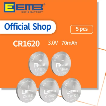 EEMB CR1620 5PCS 3V Бутон на батерия Литиева батерия 70mAh Неперезаряжаемые батерия за часовници, калкулатори, таблети