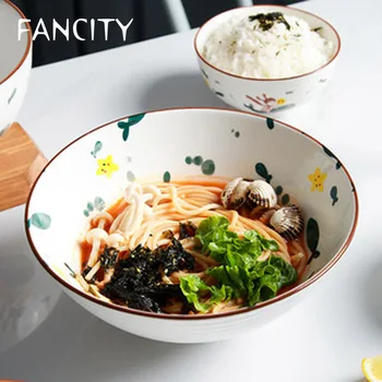 FANCITY Креативна керамични съдове в скандинавски стил, японската домакински ориз и купа, купа за супа, купа за рамена, купа за шапки, голяма лъжица суповая