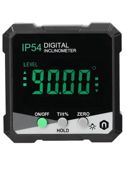 IP54 4 * 90 ° Цифрови инклинометр, Угломер, Транспортир с подсветка, Измерване на наклон е едностранен магнитен електронен угломер