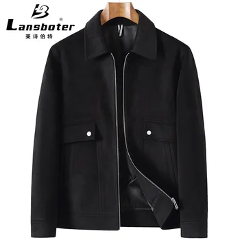 Lansboter, черна пролет-есен нова леки луксозна мъжка работна яке-поло, плътна младежта приталенная универсален модерен яке