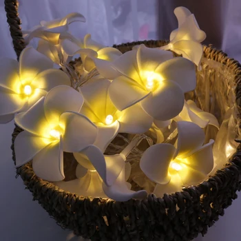 Led венец с бели, лилави цветя, венец, захранван с батерии /USB, празничен, лампа за Коледно парти, сватба декор