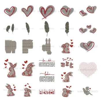 Love Rabbit Перо, февруари 2023, издаване на метални щанци за scrapbooking, хартия за плавателни съдове, перфоратор, за картички и албуми за ръчна работа
