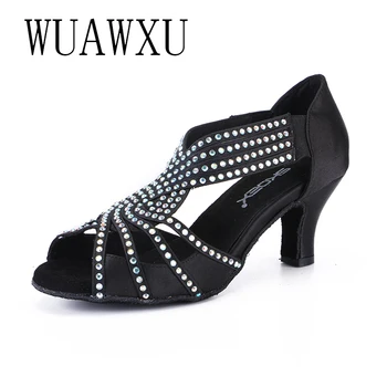 NATASHA2023/нови черни обувки за латино танци, пикантни женски обувки, за да се изяви на среден ток, танцови обувки за партита, 6 см