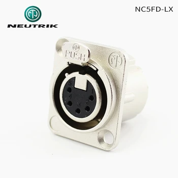 NEUTRIK NC5FD-LX 5-полюсная изход за запояване, никелова корпус, сребърни контакти, жак DMX