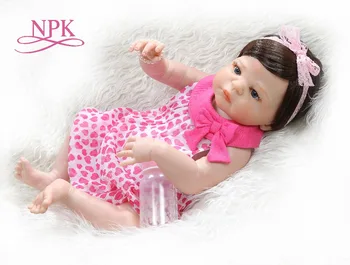 NPK 56 см кукла bebe reborn за малки момичета, Виктория, силиконова играчка за баня на цялото тяло, 100% ръчно рисувани, кутре, 0-3 месеца, дете