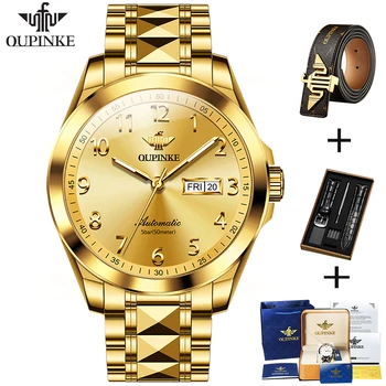 OUPINKE, мъжки автоматичен часовник, часовници за гмуркане, луксозни светещите стрелки, сапфирен кристал, бизнес часовници, висок клас марка, мъжки механични часовници