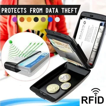 RFID алуминиев държач за карти, мъжки портмонета, лаптоп, Джоб за монети, лична карта, калъф за кредитни карти, Нова Алуминиева минималистичен смарт портфейл