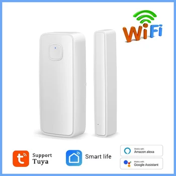 Sasha Smart WiFi Детектори за отваряне / затваряне на врати, прозорци, Senso, приложение Smartlife работи с Google Home Алекса