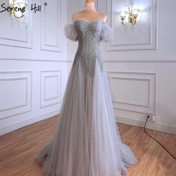 Serene Hill Grey Mermaid Луксозни вечерни рокли 2023, бродирани с мъниста, блестящи, секси за парти Wowmen LA70931