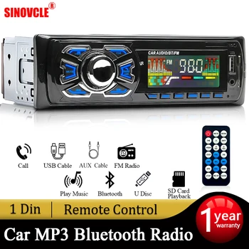 SINOVCLE Радиото в автомобила 1din Стерео Приемник с Bluetooth Аудио MP3 плейър, FM 12 В ISO Порт за Дистанционно Управление, AUX/USB/SD карта В комплекта с панел на Арматурното