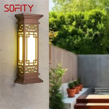 SOFITY външен лампа led стенни аплици в китайски стил, водоустойчива лампа за дома тераси, класически