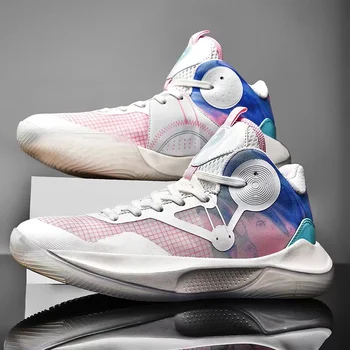TaoBo 2023 Нова Баскетболни обувки Speed 9 с Високо берцем за Мъже И Жени, Размер 36-45, Бяла Розова Нескользящая Дишаща Баскетболно Тренировочная обувки