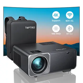 TOPTRO TR22 Уличен проектор 4K поддръжка вграден 1080P Full HD 480 ANSI 5G WiFi, Bluetooth Проектор с Корекцията на трапецовидните изкривявания 4D/4P