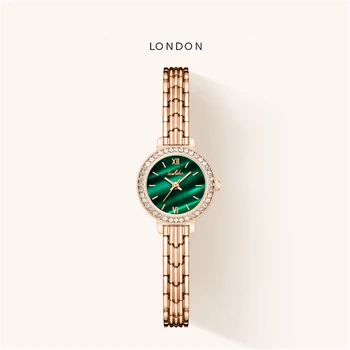 UTHAI H114 Дамски Моден Кварцов часовник Марка Light Luxury Ретро Малки Зелени Часовници, Водоустойчиви Часовници За Момичета