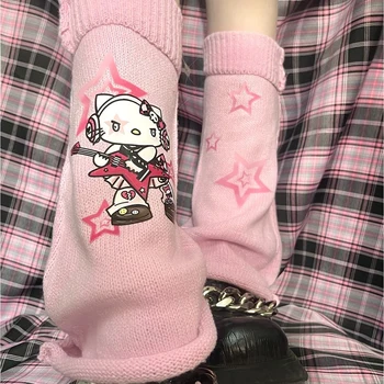 Y2k Скъпа Топло за Краката, със Звездите, Японски Чорапи Jk Lolita Kawaii Котка, Дамски Чорапи в стил рок-Пънк Harajuku, Дълги терлици, Разкроена Чорапи