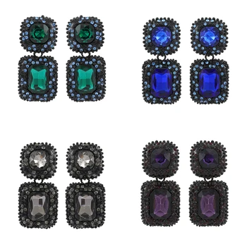Ztech Големи Квадратни Метални Кристали, 5 Цвята, Класически Стил, Реколта Висящи Обеци За Жените, Аксесоари За Празниците, Най-Високо Качество