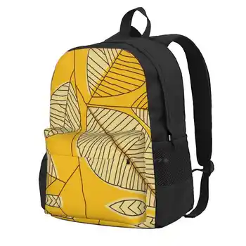 Абстрактен принт под формата на листа, училищен раница с голям капацитет, чанти за лаптоп, жълт есенен лист, абстрактен модел, кафяви клони, кремаво