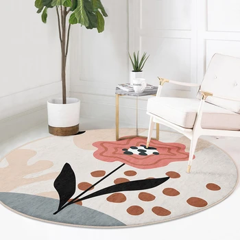 Абстрактен цвете минималистичен кръгъл килим за декор хол, эстетичные постелки за спални, подови изтривалки за домове, подложка за вход