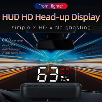 Авто HUD C100-HUD II OBD2 EUOBD Предното Стъкло Автоматична Електронна Аларма Напрежение Централен Дисплей Система за Предупреждение За Превишаване на Скоростта Проектор