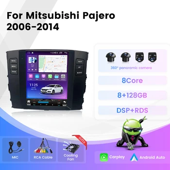 Авто радио в стил Тесла с вертикален екран, За Mitsubishi Pajero 4 V80 V90 2006-2014 Стерео Мултимедиен Плеър Carplay Android Auto