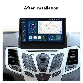 Автомобилно радио на Android за Ford Fiesta 2008-2017, GPS навигация 1280*720 DSP, мултимедиен плейър Carplay, автостерео с рамка