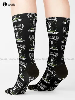 Ако кучето може да ви отговори, Те ДА НЕ са го направили - Смешни Любители на кучета овчарски - Идея за подарък за Нея чорапи, Черни чорапи Нов популярният подарък