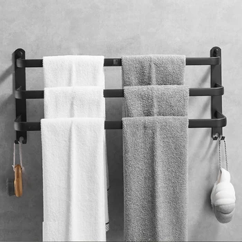 Аксесоари за баня Стенни закачалка за кърпи, Алуминиев Държач за душ-стаен, закачалка за кърпи 30-50 см, многопластова закачалка за кърпи