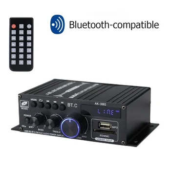 Аудиоусилитель AK-370/380, съвместим с Bluetooth, 2-канален Цифров, субуфери, Усилватели 40 W + 40 W, HI-FI Стереоусилитель, Домашен Усилвател