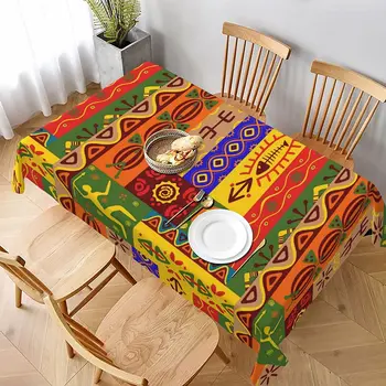 Африканска етническа разплод правоъгълна покривка за празнични партита, Множество водоустойчив покривка за декор на кухненския плот