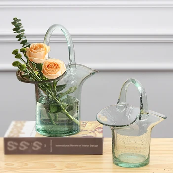 Ваза за цветя, за декориране на масата в хола Стъклена ваза Mariage Тенис на терариум Стъклени съдове Цветя ваза Mariage