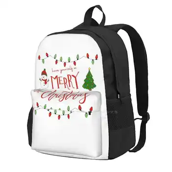 Весела Коледа, Нови предмети, чанти Унисекс, студентски чанта, раница, снежен човек, Коледна елха