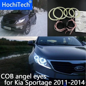 Висококачествена led пръстен COB Led White Halo Cob Led Angel Eyes Ring без грешка за Kia Sportage 2011 2012 2013 2014
