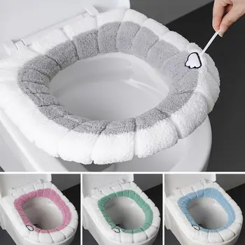 Възглавница за седалката на тоалетната чиния, супер мека, моющаяся, приятна е за кожата, Не выцветающая, дишаща, топла, удебелена нескользящая тампон за седалката на тоалетната чиния