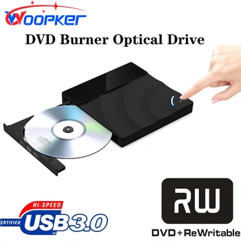 Външен DVD-диск USB 3.0, външен кабел Type-C, Джобно възпроизвеждане на CD, DVD RW диск, оптичен плеър, съвместим с настолен, лаптоп