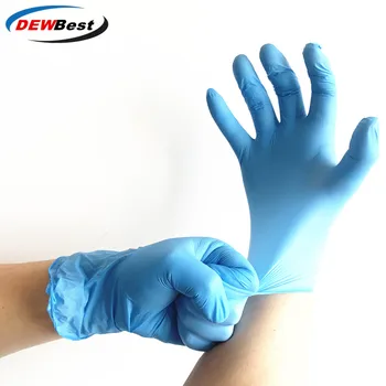 гореща продажба на еднократна сини ръкавици от нитрил с пълно покритие за разглеждане на тежки условия на работа, промишлени немедицински ръкавици от нитрил