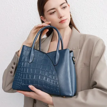 Дамска чанта от естествена кожа с крокодиловым модел, мамина чанта за средна възраст, висококачествена чанта за пътуване, подарък за жени, новост за мама